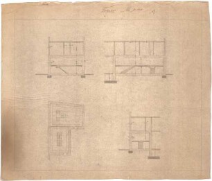 Billing, Hermann; Karlsruhe, Friedrichsplatz 12; Badische Bank, Umbau - Tresor (Grundriss, Schnitte)