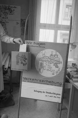 Verkehrserhebung des Stadtplanungsamts Karlsruhe mit Befragung der Omnibusfahrgäste.