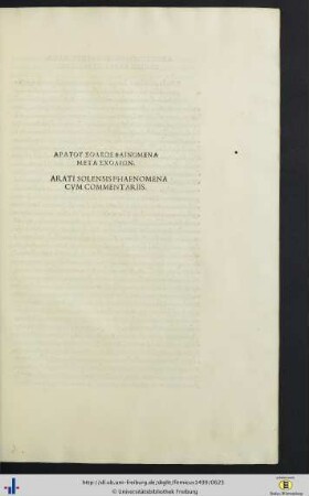Arati Solensis Phaenomena cum commentariis.