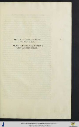 Arati Solensis Phaenomena cum commentariis.