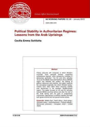 Political stability in authoritarian regimes : lessons from the Arab uprisings