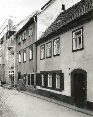 Meißen-Altstadt, Webergasse 4. Wohnhaus (bezeichnet 1829). Ansicht mit Nummer 5