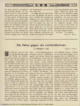 Die Hetze gegen die Lichtbildbühnen