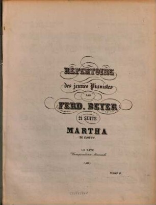 Repertoire des jeunes pianistes, 21. Martha de Flotow