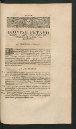 Dionysii Petavii E Societate Jesu Animadversiones, Ad Ancoratum Epiphanii.