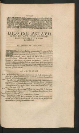 Dionysii Petavii E Societate Jesu Animadversiones, Ad Ancoratum Epiphanii.