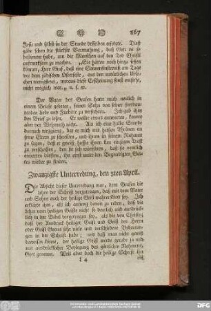 Zwanzigste Unterredung, den 3ten April.
