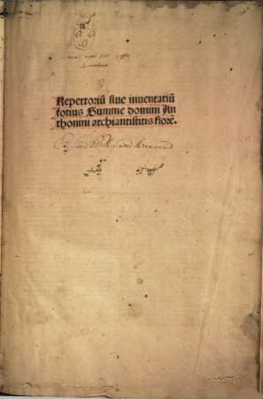 Summa theologica : P. 1-4. Mit Tabula von Johannes Molitoris, [5]. Tabula