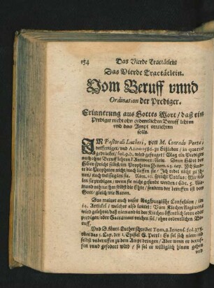 Das Vierde Tractätlein. Vom Beruff unnd Ordination der Prediger.