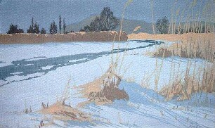Vereister Flusslauf im Schnee II