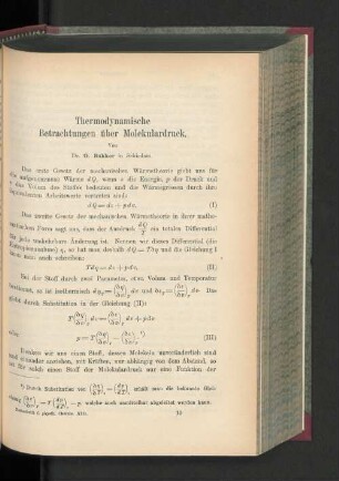 Thermodynamische Betrachtungen über Molekulardruck.