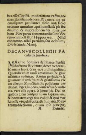 Decanus Collegii Facultatis Iuridicae.
