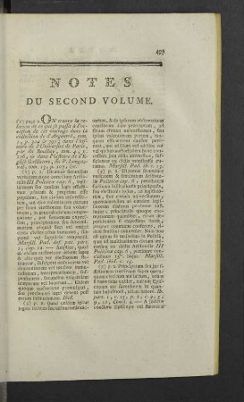 Notes du Second Volume.