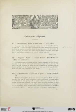 Orfèvrerie religieuse (No. 427-484)