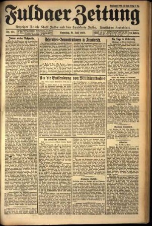 Erste Ausgabe vom Sonntag, den 31. Juli 1927.