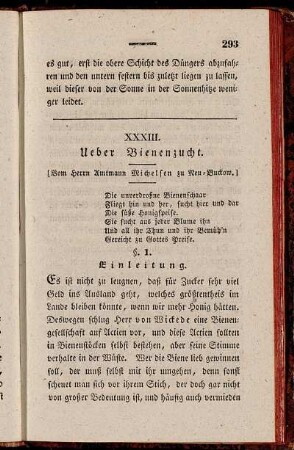 XXXIII. Ueber Bienenzucht