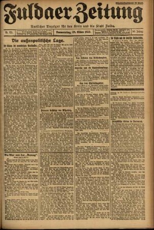 Erste Ausgabe vom Donnerstag, den 29. März 1923.