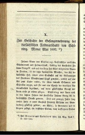 X. Zur Geschichte der Gefangennehmung des kursächsischen Feldmarschalls von Schöning. Monat Mai 1692