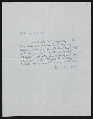 Brief von Arnulf Ansorge an Margarete Hauptmann