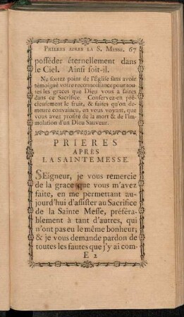 Prieres après la Sainte Messe.