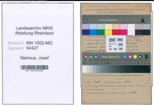 Entnazifizierung Josef Niehaus , geb. 26.05.1901 (Arbeiter)