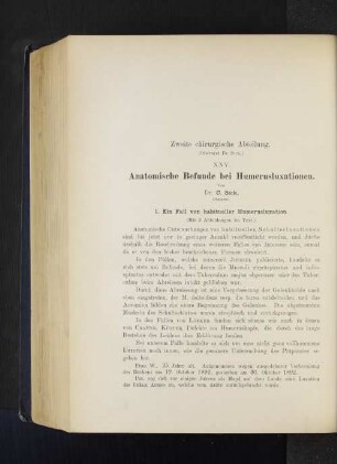 XXV. Anatomische Befunde bei Humerusluxationen.