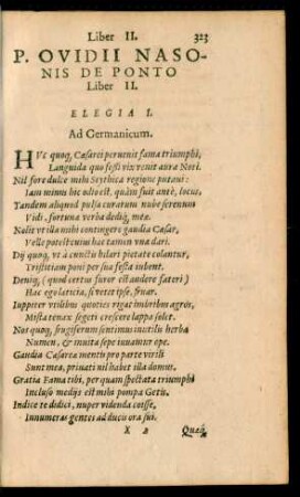 P. Ovidii Nasonis De Ponto Liber II.