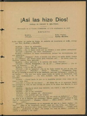 ¡Así las hizo Dios! : diálogo