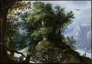 Waldlandschaft mit Jägern