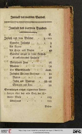 Innhalt des vierdten Bandes