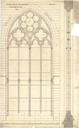 Schmidt, Heinrich von; Kaiserslautern; Marienkirche - Fenster (Aufriss, Schnitt)