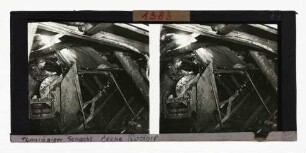 Füllen des Fördergefäßes am unteren Anschlag, tonnlägiger Schacht der Zeche Rudolf, Essen