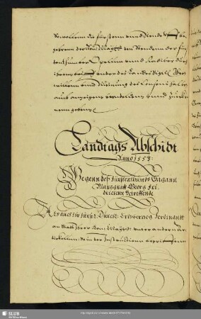 Landtags Abschidt Anno 1553