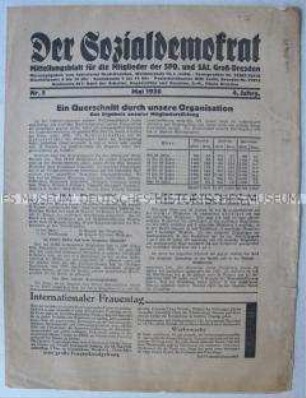 Mitteilungsblatt für Mitglieder der SPD und der SAJ Groß-Dresden u.a. mit einer Mitgliederstatistik