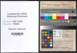 Entnazifizierung Heinrich Bremer , geb. 21.09.1898 (Spediteur)