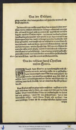 Von der Erlösung durch Christum unseren Herren.