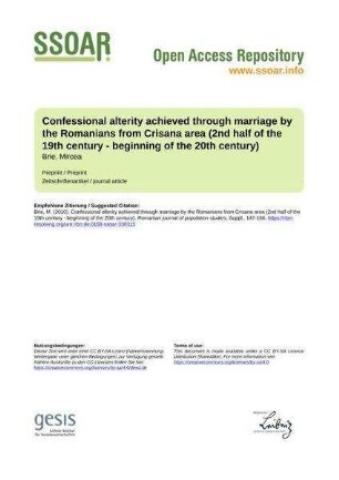 Confessional alterity achieved through marriage by the Romanians from Crisana area (2nd half of the 19th century - beginning of the 20th century)