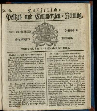 Nr. 76, Mittwoch, den 20sten September 1820