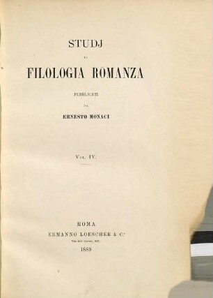 Studi di filologia romanza. 4. 1889