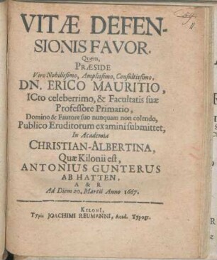 Vitæ Defensionis Favor