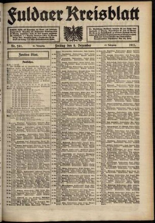 Zweite Ausgabe vom Freitag, den 08. Dezember 1911.