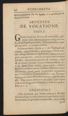 Articulus De Vocatione.