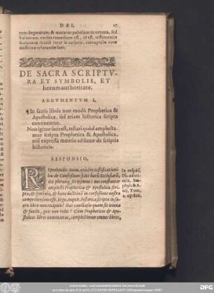 De Sacra Scriptura Et Symbolis, Et horum authoritate.