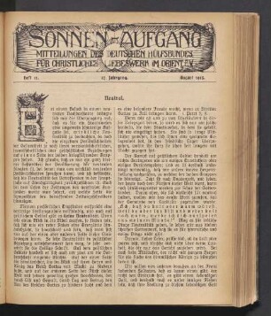 Heft 11. 17. Jahrgang. August 1915
