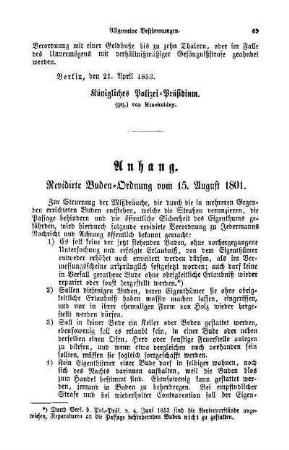 Revidirte Buden-Ordnung vom 15. August 1801