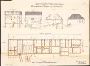Psychiatrische Klinik der Albertus-Universität Königsberg: Schnitte, westansicht Grundriss der Fundamente 1:100