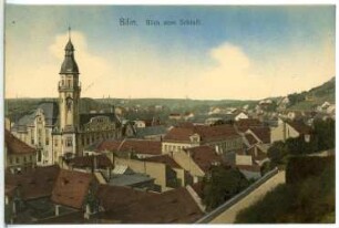 Bilin. Blick vom Schloss auf Bilin