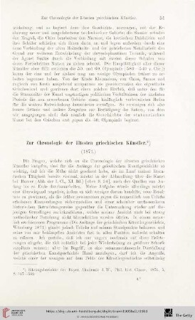 Zur Chronologie der ältesten griechischen Künstler