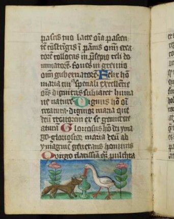 Miniatur (Bas-de-page): Fuchs und Storch