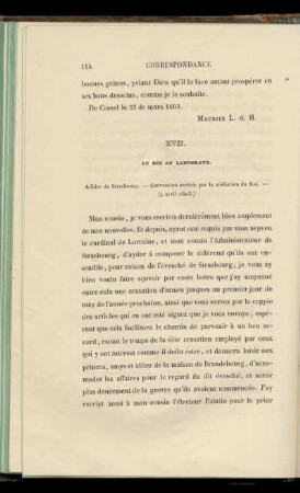 XVII. Le Roi au Landgrave (4 avril 1603)